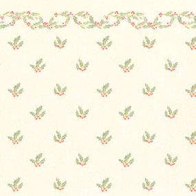 Dollhouse Miniature Wallpaper: Christmas Holly